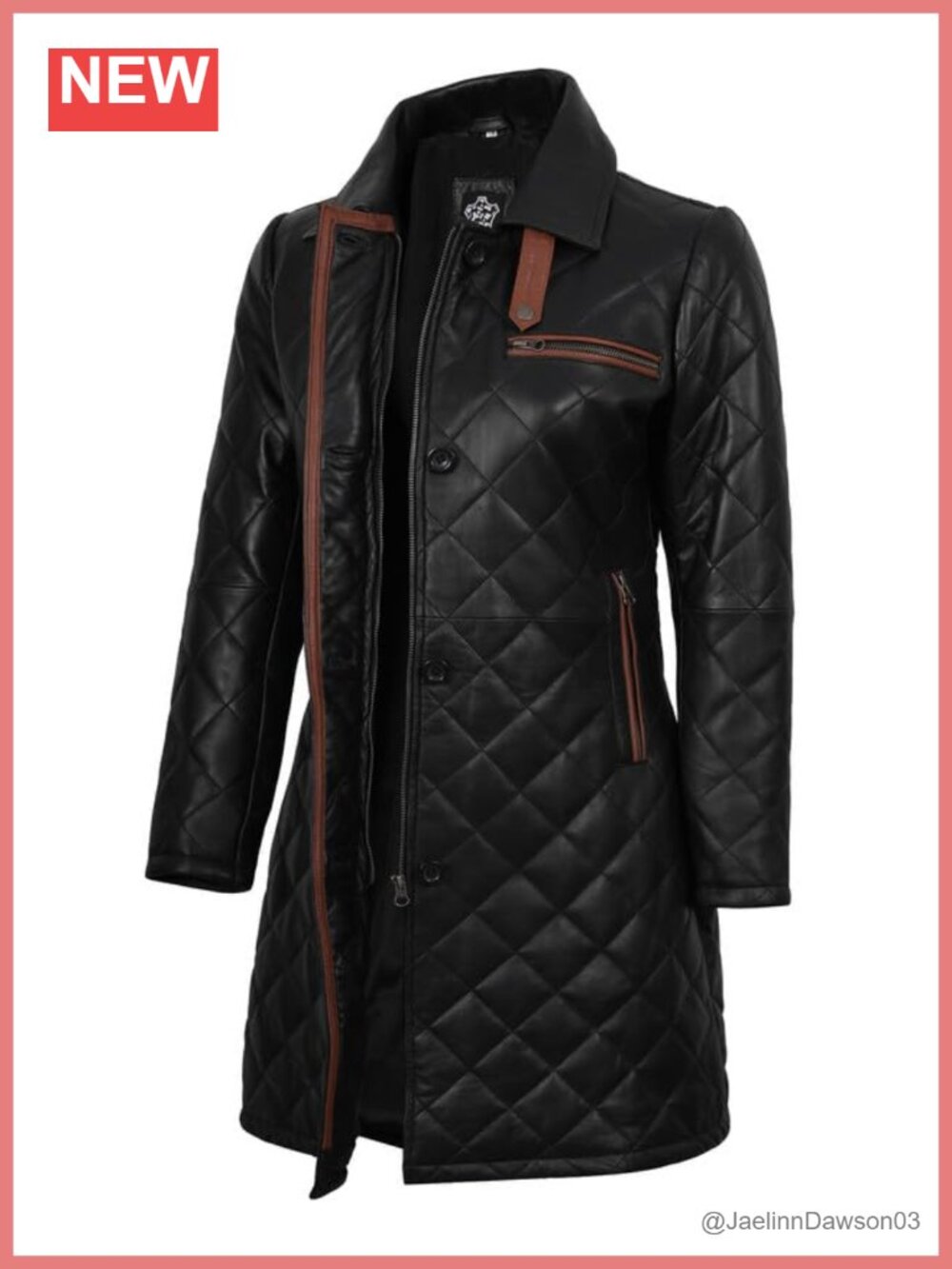 Lambskin Leather Car Coat Womens Long Zip Button Jacket